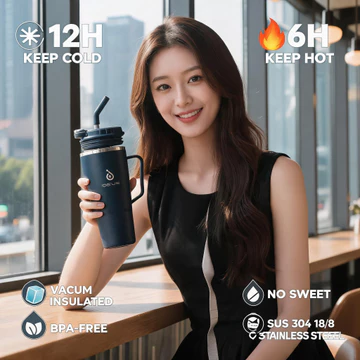 DEUS Cốc giữ nhiệt siêu to khổng lồ kèm ống hút và tay cầm, Cốc giữ nhiệt nóng và lạnh, Cốc giữ nhiệt văn phòng giữ lạnh, Bình giữ nhiệt cỡ lớn, Bình giữ nhiệt cỡ lớn đựng nước nóng, Cốc giữ nhiệt ino