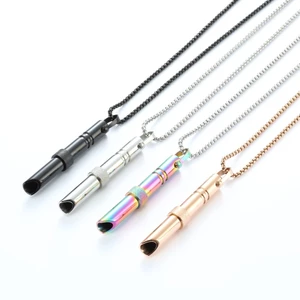 Xoay được Hạt Thiền Thở Còi Vòng Cổ Thép Titan, Mặt Dây Chuyền Unisex Trang Sức Hàng Ngày