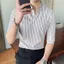 Mới Nam Văn Phòng 3 / 4 Tay Áo Sơ Mi Sọc Trắng Công Sở Kiểm Tra Áo Sơ Mi Thường Ngày M-5XL