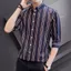 Mới Nam Văn Phòng 3 / 4 Tay Áo Sơ Mi Sọc Trắng Công Sở Kiểm Tra Áo Sơ Mi Thường Ngày M-5XL