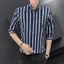 Mới Nam Văn Phòng 3 / 4 Tay Áo Sơ Mi Sọc Trắng Công Sở Kiểm Tra Áo Sơ Mi Thường Ngày M-5XL