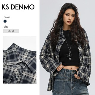 Áo sơ mi nữ kẻ caro phong cách retro Mỹ, chất liệu mát mẻ cho mùa hè