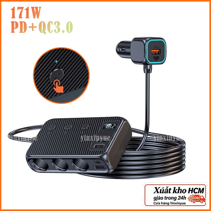 Tẩu Sạc Nhanh 171W 9 Trong 1 Đa Năng Cho Xe Hơi