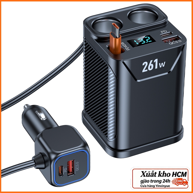 Bộ chia sạc nhanh ô tô, Bộ nguồn DC Bộ chia sạc ô tô công suất 12v / 24v 171W Hỗ trợ sạc nhanh Loại C 171W và QC3.0