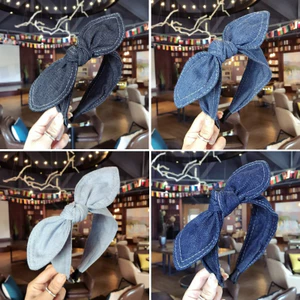 Thiết Kế Độc Đáo Cá Tính Denim Nơ Đầu Dành Cho Nữ Mới Lạ Denim Tóc Phụ Kiện Tóc Denim