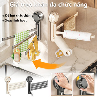 Xoay Thanh Khăn Gấp Treo Tường Móng Tay Miễn Phí Giá Đỡ Nhiều Khăn Cho Khăn Lau Quần Áo Nhà Bếp Ký Túc Xá mueadsyvn