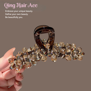 Kẹp tóc cao cấp phong cách Hàn Quốc với thiết kế tinh tế từ pha lê champagne, phù hợp làm phụ kiện thời trang tóc