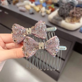 Nhấp Nháy Kim Cương Giả Màu Hồng Nơ Lên Trên Xuống Lược Tóc Nữ Đầu Lưng Gãy Tóc Tidying Trán Nổ Tóc Lược Dụng Cụ Tiện Dụng