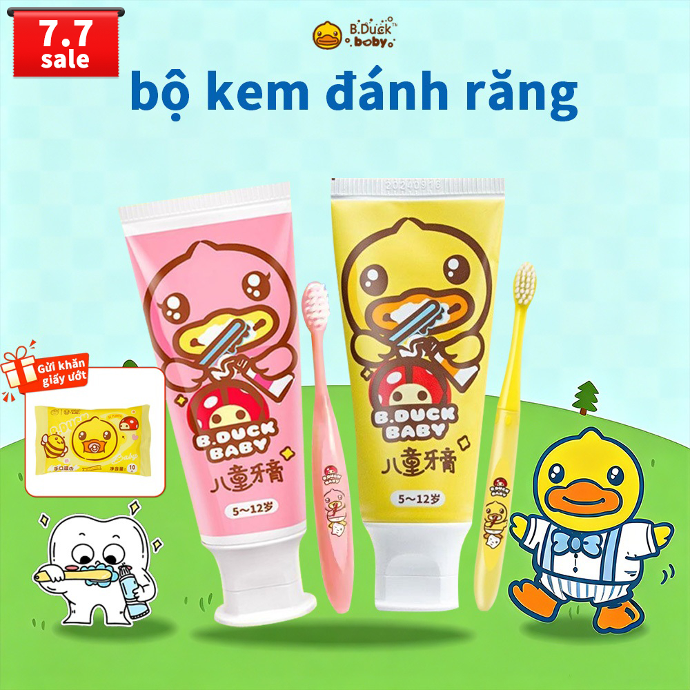 Bộ Kem Đánh Răng B.Duck Cho Bé Từ 5-12 Tuổi (Hương Dâu)