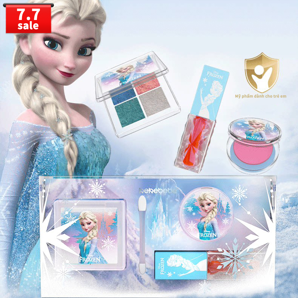 Kekebebe Disney Bộ trang điểm trẻ em , bao gồm phấn mắt, phấn má hồng, son bóng (có thể thoa lên môi và má), cọ phấn mắt và túi đựng mỹ phẩm