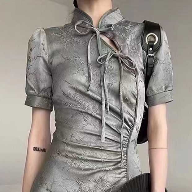 Thanh lịch bong bóng vải Jacquard ba chiều dập nổi phong cách Trung Quốc thời trang nữ sườn xám vải mỗi mét TJ8962