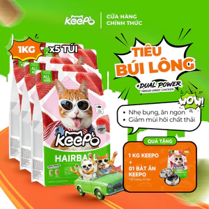 Thức ăn cho mèo KEEPO K2 Combo 5 Gói 1KG giảm rụng lông, kiểm soát mùi hôi chất thải