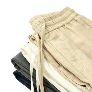 Quần Dài Nam Form Ống Rộng Chất Linen Mềm Mát, Quần Kaki Dây Rút Lưng Tiện Lợi Đi Làm Đi Chơi Mùa Nóng