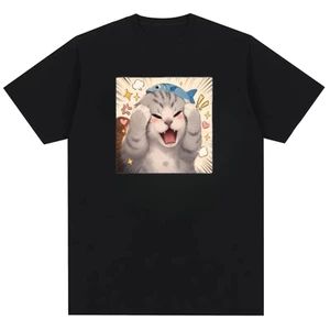 Áo thun cảm xúc mèo vui nhộn 100% Cotton thoải mái cho nam và nữ