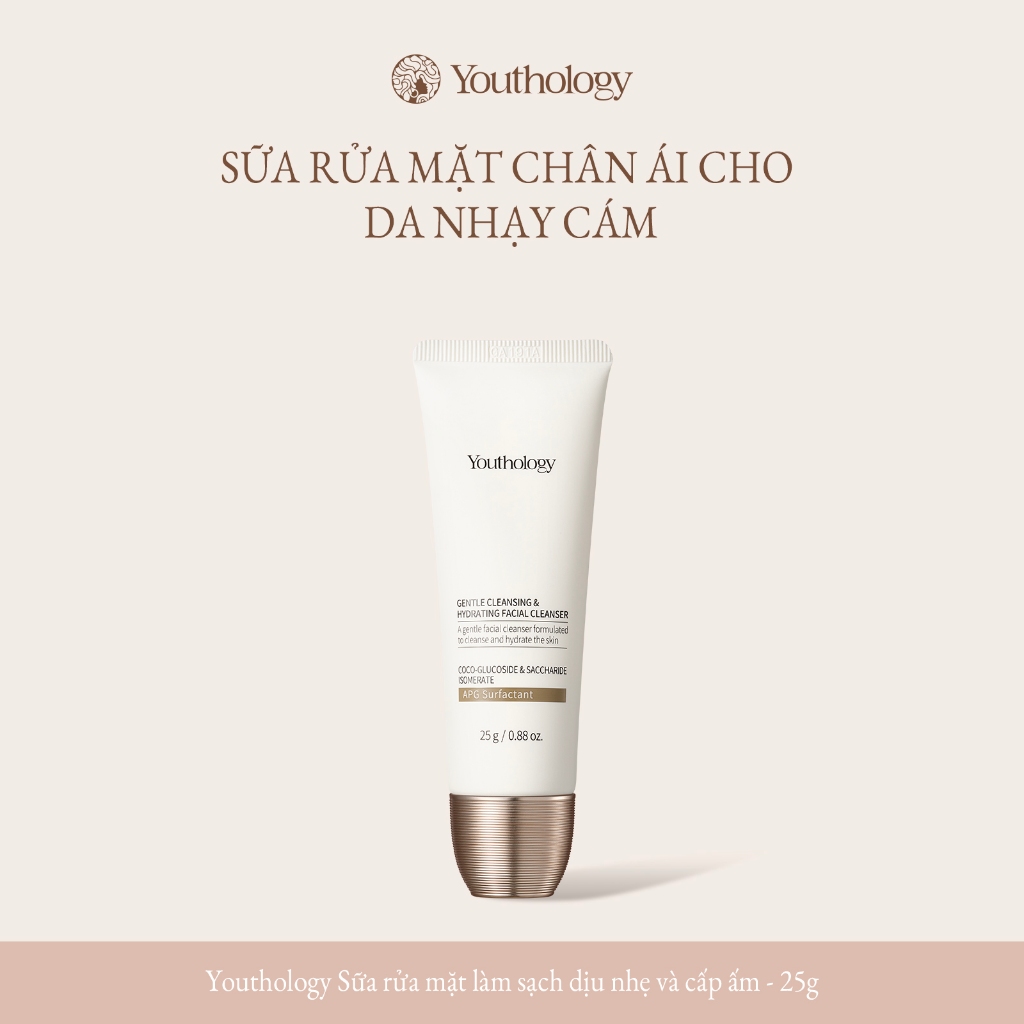 Youthology Sữa Rửa Mặt Không Tạo Bọt APG 25g Làm Sạch Dịu Nhẹ Dưỡng Ẩm Da Mềm Mịn Không Khô Căng Cho Da Nhạy Cảm