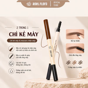 【Adel Floro】Bút Kẻ Mày & Chải 2-in-1 - Đầu Tam Giác, Kẻ Nhỏ Đến To, Chống Nước, Xoay, Kèm Chải