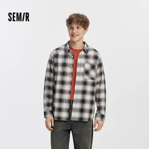 Semir Cotton Nam Kẻ Sọc Áo Sơ Mi Tay Dài Mùa Thu 2026 Rời Cổ Bỏ Túi Thường Ngày Top