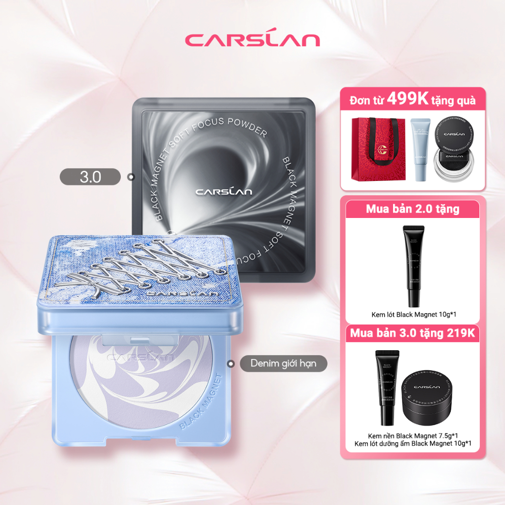 Phấn phủ nén Black Magnet CARSLAN lâu trôi kiềm dầu 24 giờ 8g