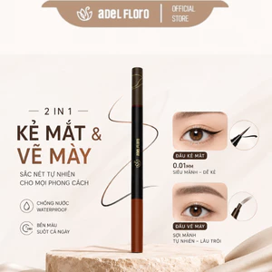 【Adel Floro】Bút Kẻ Mày Và Mắt 2 Trong 1 - Hàn Quốc, Đầu Mảnh Siêu Nhỏ, Chống Nước Trôi, Bền Màu