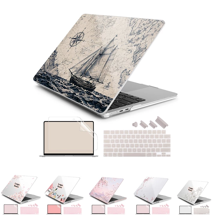 Ốp Lưng Cho 2026 MacBook Air Pro 13 14 15 16 inch M5 M4 M3 M2 M1 A3241 A3240 A3113 A2681 A3449 A3112 A2337 A2338 Vỏ Laptop Vintage Hải Lý Thuyền buồm Cũ Bản Đồ Thế Giới La Bàn In Har