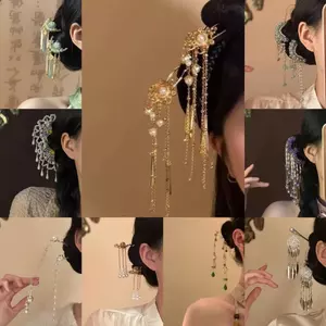 Mới Phong Cách Trung Quốc Ngọc Trai Tua Rua Kẹp Tóc Retro Phong Cách Trung Hoa Rỗng Cuộn Kẹp Tóc Hanfu Phù Hợp Với Tính Khí Cô Gái Mũ Đội Đầu