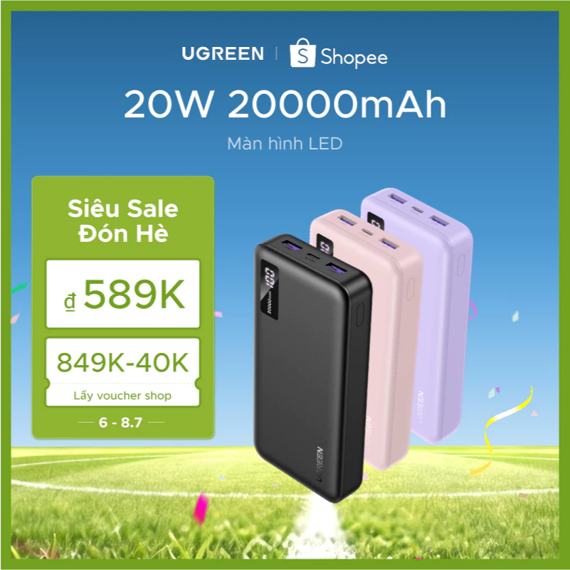 Pin sạc dự phòng Ugreen 10000mAh 20000mAh Powerbank PD3.0 20W QC 3.0 18W Max Sạc nhanh Powerbank cho