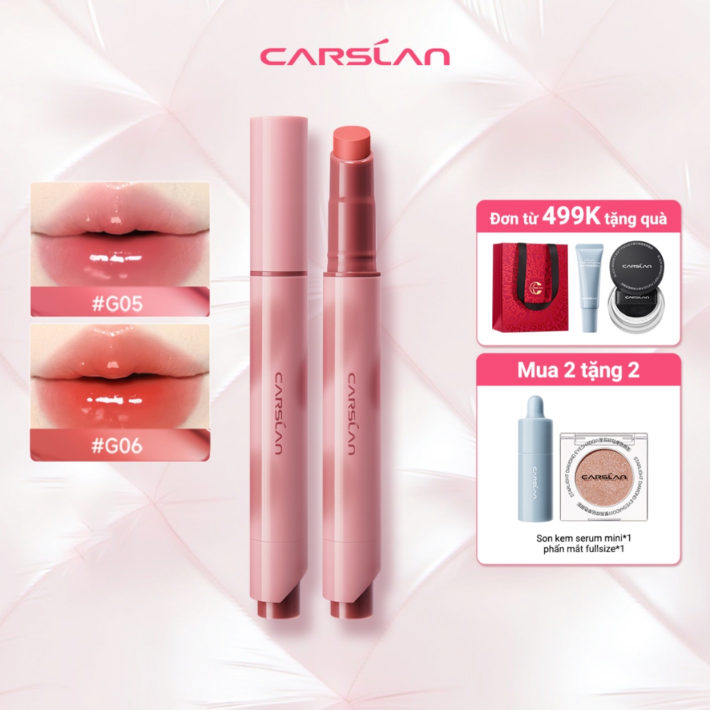 Son thỏi bóng dạng bấm 1 chiều Carslan tạo đôi môi căng bóng trong veo khóa màu không dính ly 12H 3g