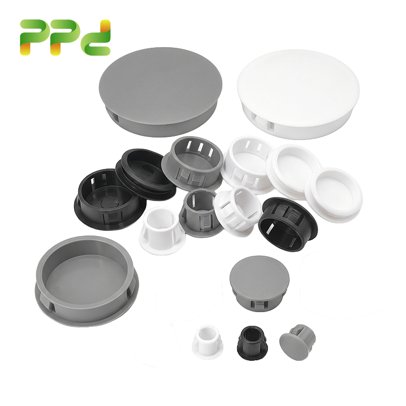 Phích cắm lỗ gắn vào 5mm-60mm, Vỏ Nylon tròn rỗng, Nút chặn niêm phong ống nhựa, Nắp cuối PVC màu đen trắng xám, Tấm bảo vệ ống chống bụi chống nước Grommet