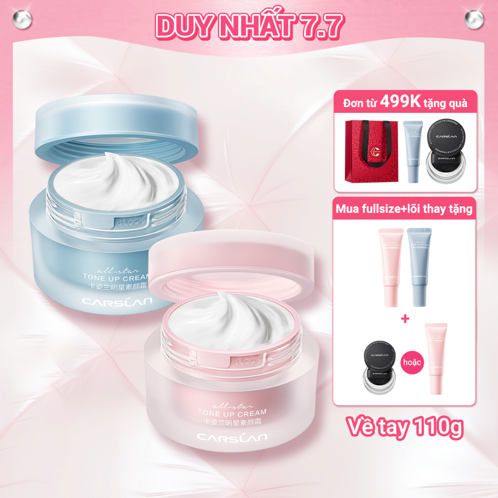Kem nâng tông da Carslan kem lười trang điểm Kem lót che khuyết điểm hiệu quả Makeup nâng tông 50g