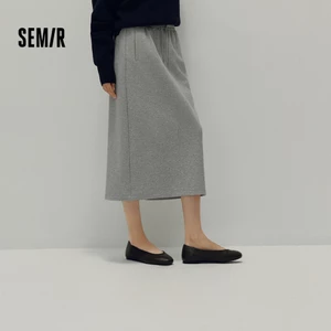 Semir Cotton Đan Nữ Thẳng Dài Váy Mùa Thu 2026 Co Giãn Eo Thể Thao Cổ Điển Phong Cách Vintage