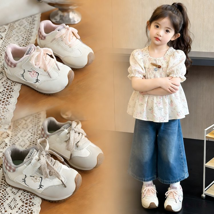 Giày thể thao vải da pu phối caro nhỏ gót giày, thiết kế nhẹ nhàng không nặng chân cho trẻ em