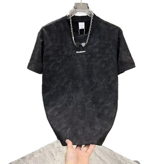 Áo Thun Nam Đen Nhuộm Loang Vintage Tròn Cổ Ngắn Tay Thời Trang