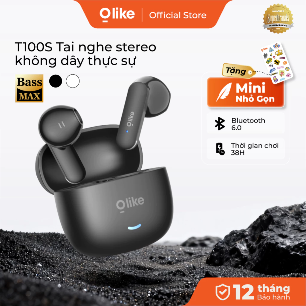 Olike T100S hộp sạc và tai nghe