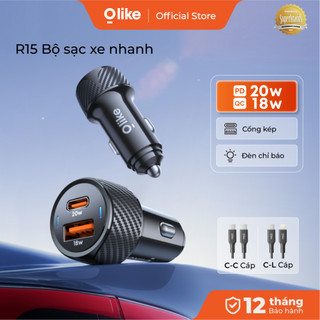 Olike R15 Sạc Ô Tô 38W Sạc Nhanh PD SuperVOOC, Cổng Lightning Type-C, Dùng Cho iPhone Samsung Xiaomi iPad