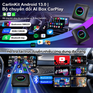Carlinkit TBOX Carplay Android Auto Ai Box (8 + 128g) Android13.0 Apple CarPlay / Android Auto cho ô tô Qualcomm Snapdragon 6225 8 nhân