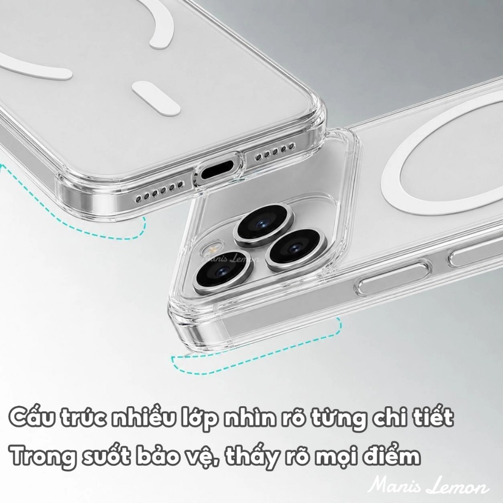 Manis Lemon Ốp Lưng Pha Lê Chống Ố Vàng Kèm Bảo Vệ Camera cho iPhone 17 Pro Max 16 15 14 13