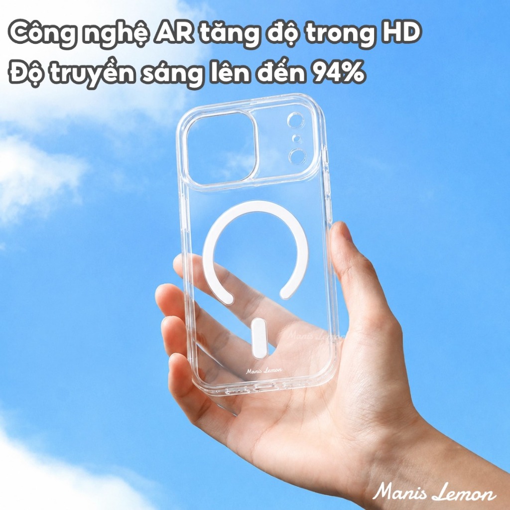Manis Lemon Ốp Lưng Pha Lê Chống Ố Vàng Kèm Bảo Vệ Camera cho iPhone 17 Pro Max 16 15 14 13