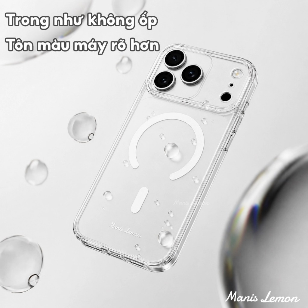 Manis Lemon Ốp Lưng Pha Lê Chống Ố Vàng Kèm Bảo Vệ Camera cho iPhone 17 Pro Max 16 15 14 13
