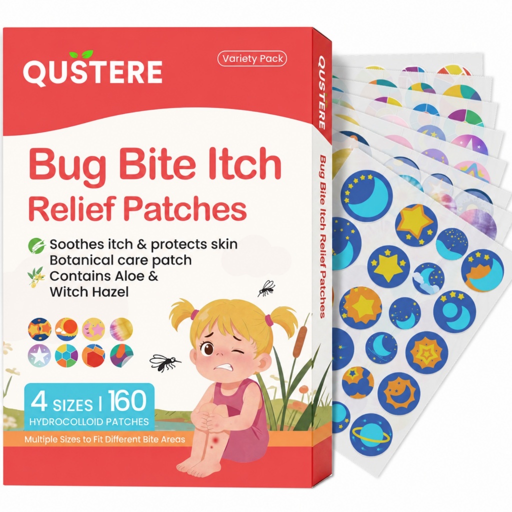 QUSTERE 160 Miếng Dán Hydrocolloid Chăm Sóc Da Sau Khi Côn Trùng Cắn – Miếng Dán Bảo Vệ Da, Làm Dịu Cảm Giác Khó Chịu, Phù Hợp Sử Dụng Ngoài Trời