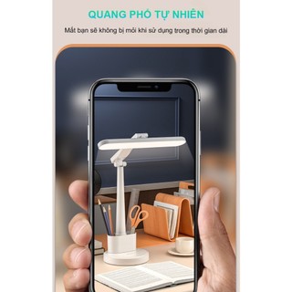 QUITEK Đèn Học Dành Cho Bé 3 Màu Ánh Sáng, Đèn Bàn LED Có Kèm Giá Để Bút Tích Điện
