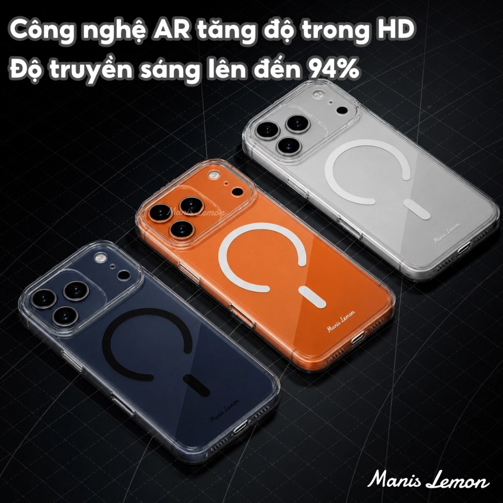 Manis Lemon Ốp Lưng Trong Veo Hạn Chế Ố Vàng Kèm Bảo Vệ Camera cho iPhone 17 Pro Max 16 15 14 13