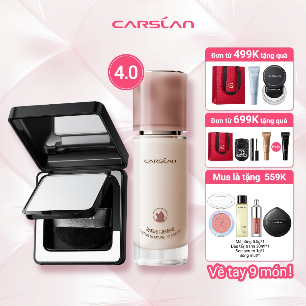 [COMBO] Phấn phủ nén CARSLAN BLACK MAGNET 2.0 8g + Kem nền bám chặt lâu trôi 4.0 30g