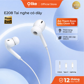Olike E208 Tai Nghe Có Dây 3.5mm/Lightning/Type-C Tai Nghe Nhét Tai Có Mic Gọi HD Âm Thanh HiFi Bass Mạnh Độ Trễ Thấp Cho iPhone Samsung Xiaomi OPPO Huawei Laptop PC Máy Tính Bảng