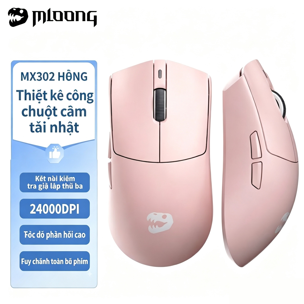 Chuột chơi game không dây MLOONG MX302 24000DPI Kết nối kiểm tra mô thứ ba Pin 500mha Tuổi thọ cao Thiết kế tiện dụng Độ trễ thấp Trải nghiệm trò chơi tốt nhất Văn phòng hàng ngày