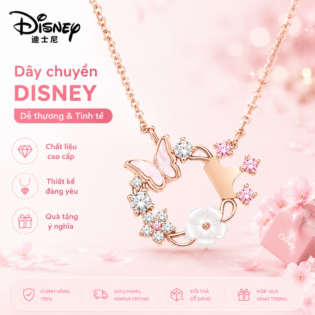 【Hàng có sẵn Giao 2 Ngày】💎 Disney Official Dây Chuyền Bạc S925 Nữ - Cao Cấp, Thiết Kế Độc Đáo - Kho Hà Nội Giao 3 Ngày - Quà Valentine