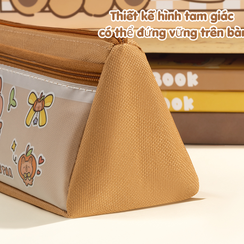 Hộp Bút Capybara Dễ Thương Cute | Hai Tầng Dung Tích Lớn | Phong Cách Hàn Quốc | Vừa Thước Hàn Quốc