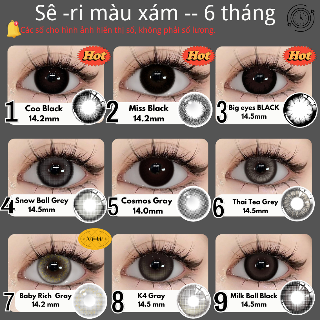 Kính Áp tròng MCK1 UYAAI Softlens Xám Nâu Xanh Màu 14.0-14.5mm 6 tháng bán nhiệt tại Hàn Quốc | BigBuy360 - bigbuy360.vn