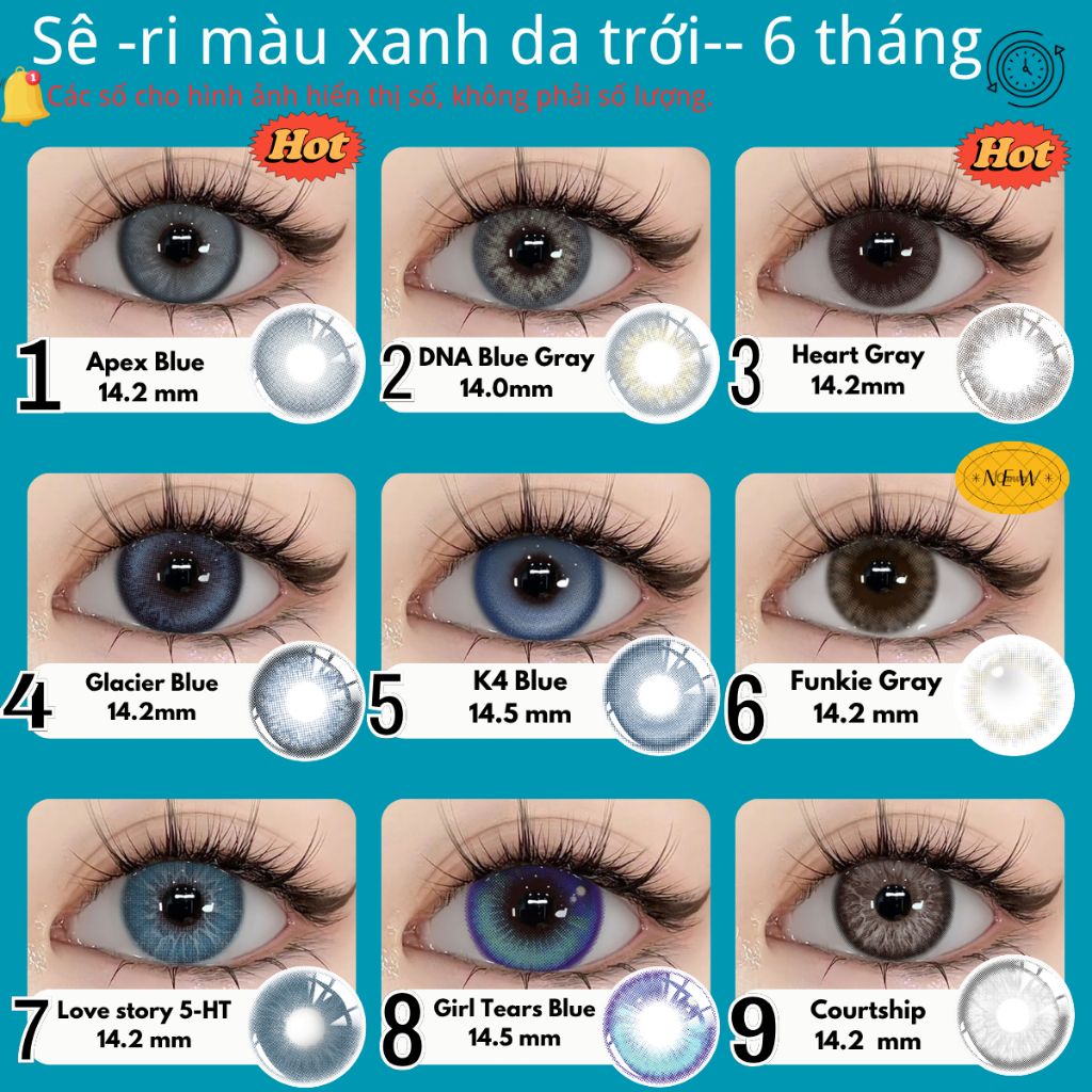 Kính Áp tròng MCK1 UYAAI Softlens Xám Nâu Xanh Màu 14.0-14.5mm 6 tháng bán nhiệt tại Hàn Quốc | BigBuy360 - bigbuy360.vn