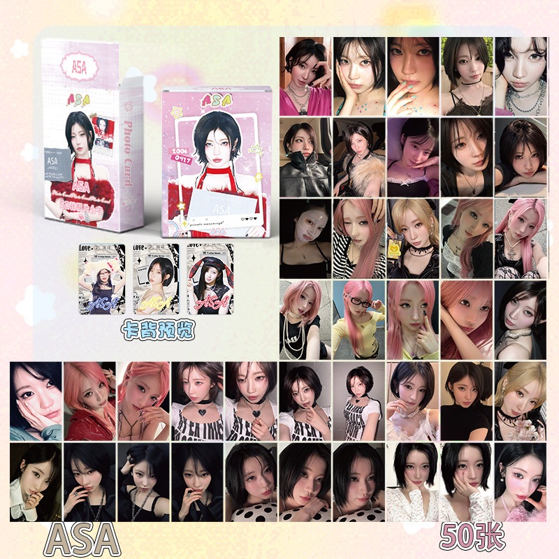 Linxx 50 Chiếc BABYMONSTER ASA Thẻ Laser Holographic Kpop Photocards Dòng Bưu Thiếp