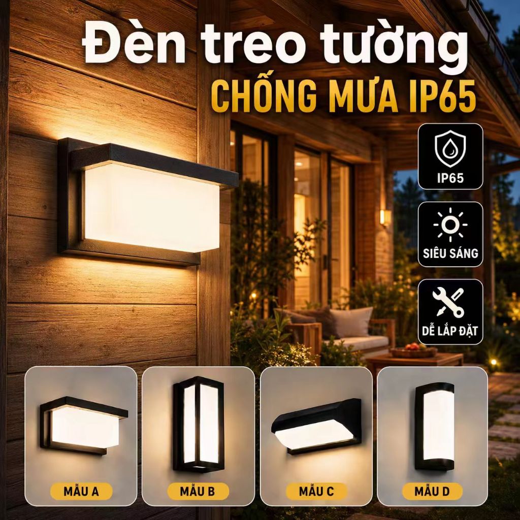 Dèn treo tường trang trí phòng khách phòng ngủ đèn LED gắn tường ngoài trời điện áp 85-265v